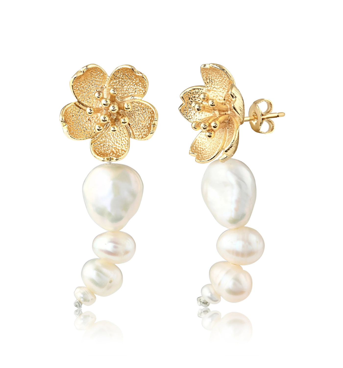 Gardenia Pearl Gold Earrings