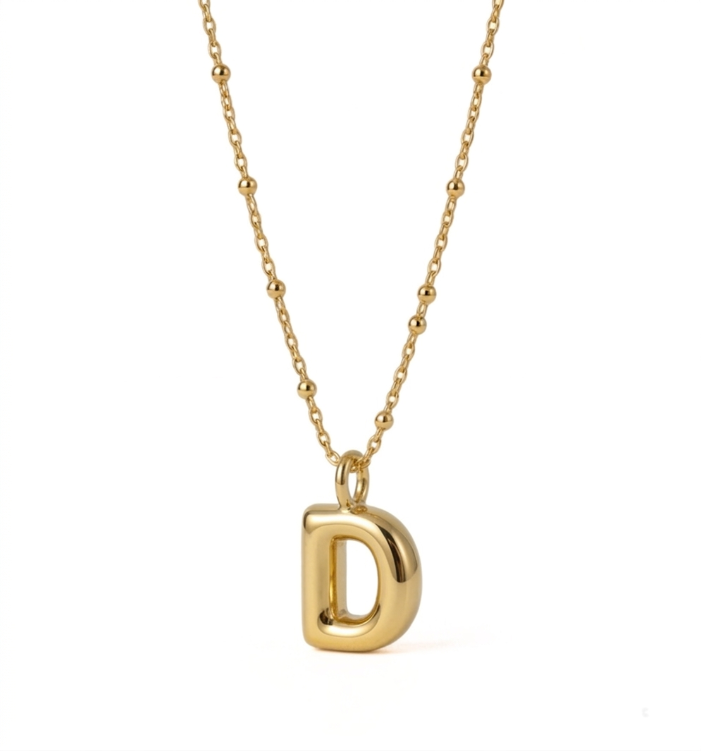 A necklace with the letter D