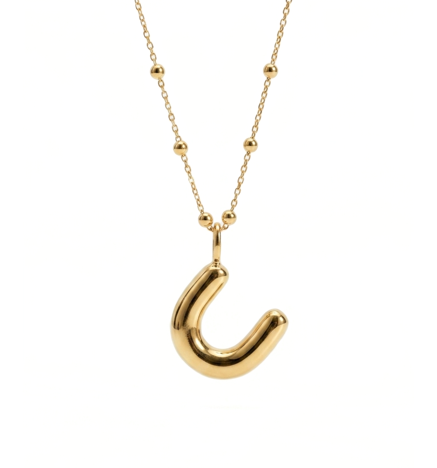Puffed letter U necklace gold-plated silver