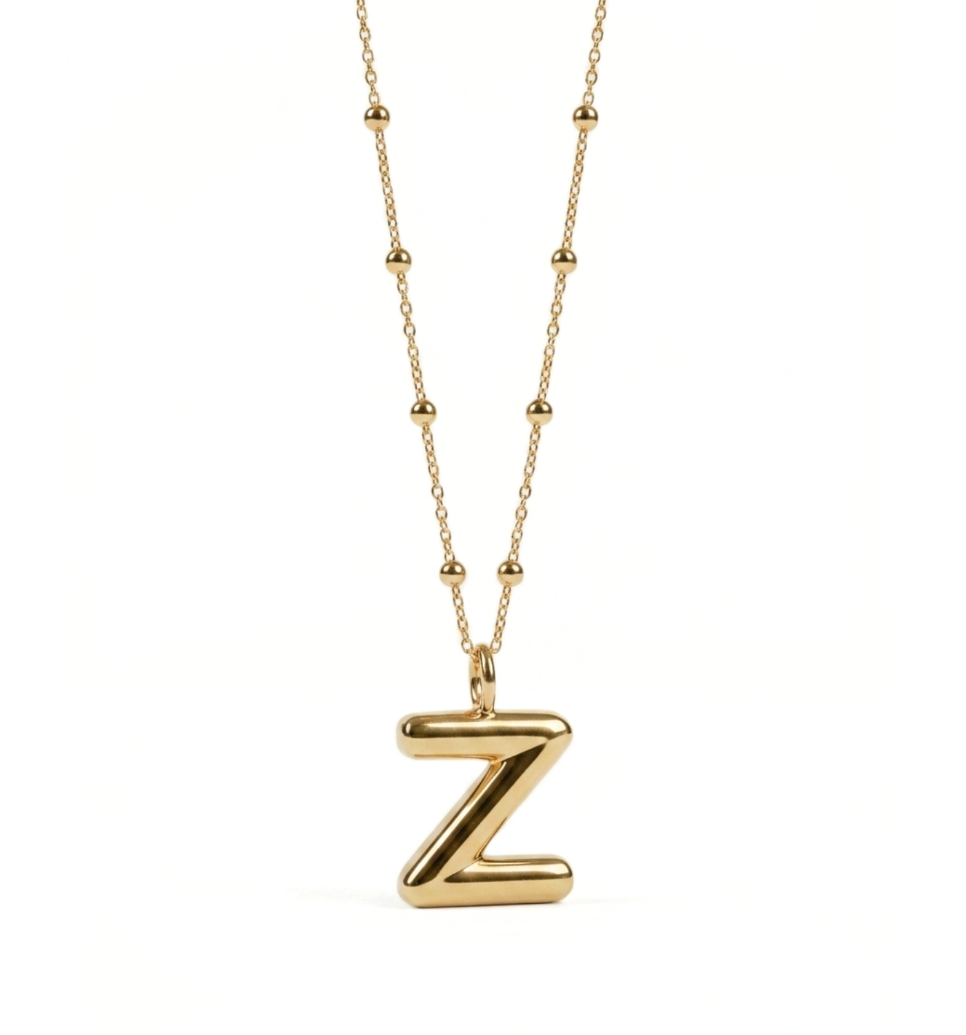 Gold-plated silver necklace with a puffed letter Z